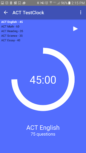 ACT TestClock Screen 2