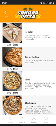 Screenshot of Sahara Pizza