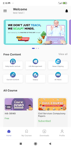 Android application Afeias screenshort