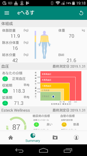 Android application eへるす Wellness screenshort