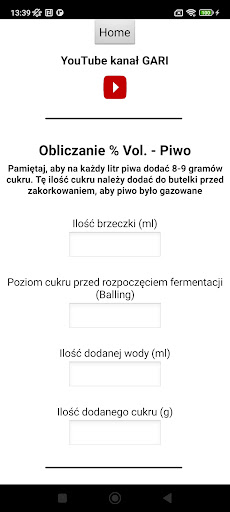 Obliczanie zawartości alkoholu Screen 3