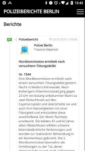 Android application Polizeiberichte und Feuerwehrb screenshort