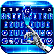 Tech Blue Neon Keyboard Background  Icon