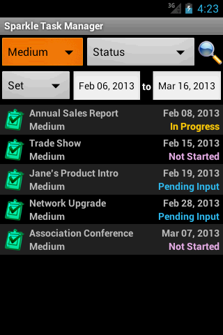Sparkle Task Manager Screen 2