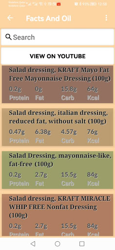 Calories in food Screen 3