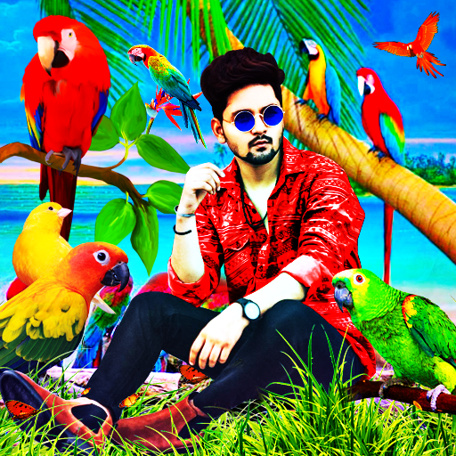 Parrot photo editor bird frame logo