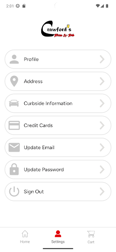 Screenshot of Crawford's Pizza & Pub
