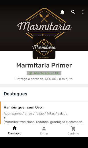 Android application Marmitaria Prímer screenshort