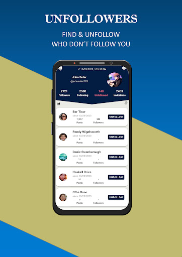 Android application Unfollowers screenshort