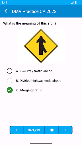 DMV Practice CA 2023 Screen 3