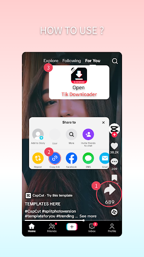 Android application Tik Downloader screenshort