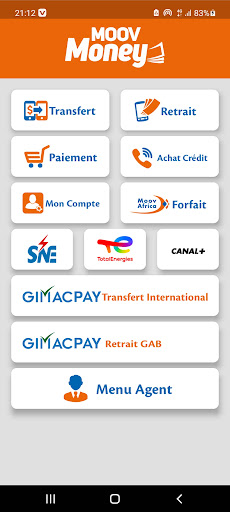 Android application Moov Money Tchad screenshort
