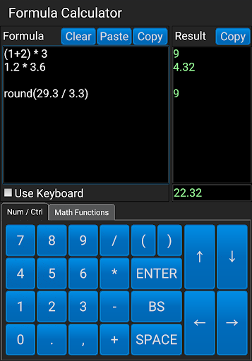 Android application Formula Calculator screenshort