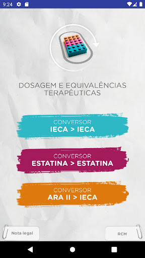 Android application CardioEquivalências screenshort