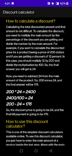 Discount Calculator App Screen 3