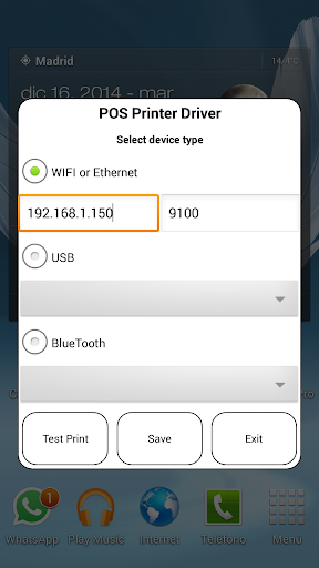 Android application POS PRINTER DRIVER ESC/POS screenshort