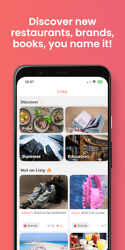 Android application Listy - Your world Listed screenshort