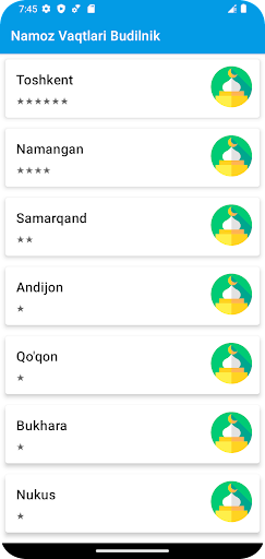 Namoz Vaqtlari Budilnik Screen 2