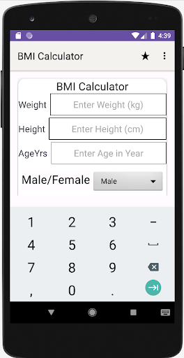 Android application BMI Calculator 2023 screenshort
