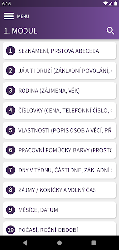 Android application Tichý jazyk screenshort
