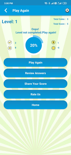 Telugu GK MCQ Game Level