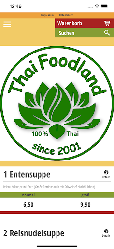 Android application Thai Foodland screenshort