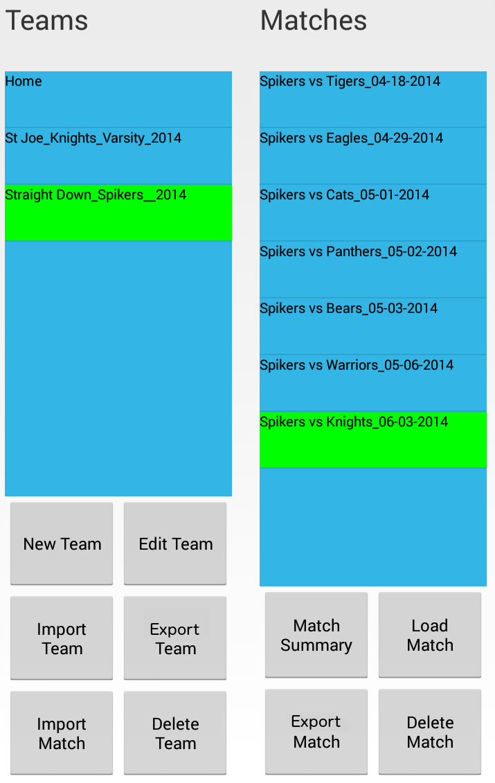 Android application McStats-VBall VolleyBall Stats screenshort