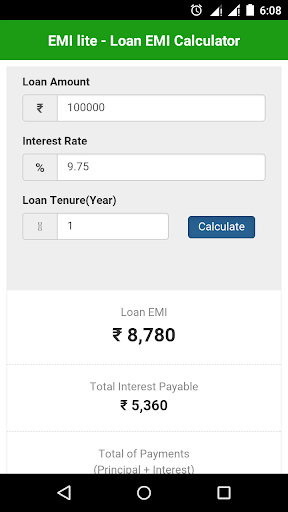 EMI lite - Loan emi calculator Screen 2