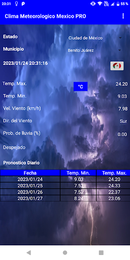 Android application Clima Meteorologico Mexico PRO screenshort