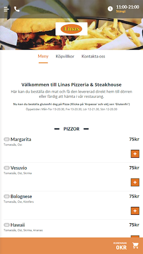 Android application Linas Pizzeria & Steakhouse screenshort