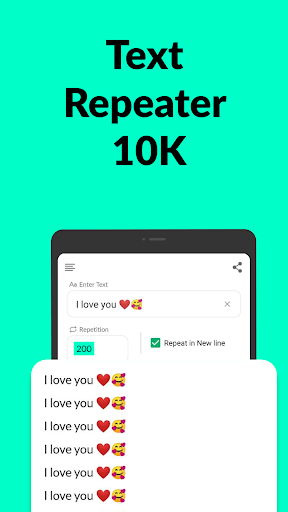 Screenshot of Text Repeater: Repeat Text 10K