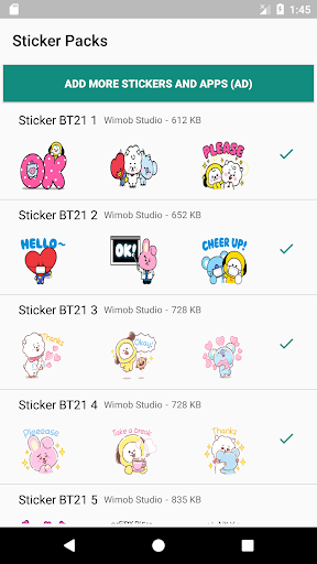 Sticker BT21 Imut WAStickerApps