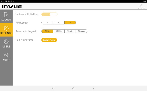 InVue NE360 Undock Screen 3