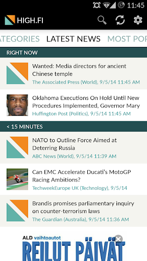 HIGH.FI: News Widget & App Screen 2