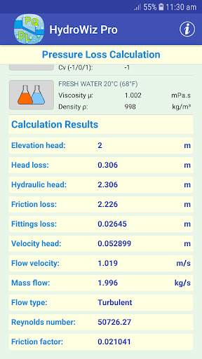 HydroWiz Pipe Flow Hydraulics Screen 3