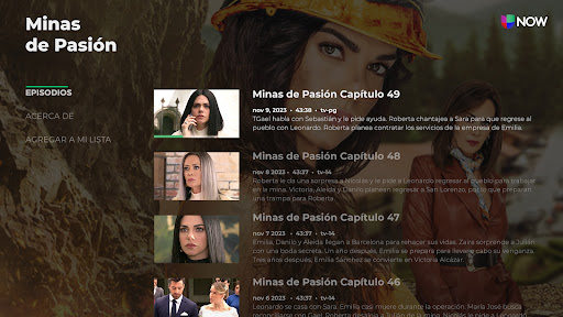 Screenshot of Univision Now: Live TV
