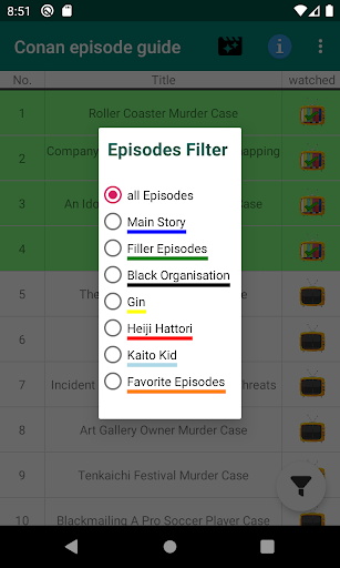 Conan episode guide Screen 2