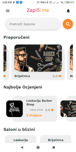 Android application Zapiši me screenshort