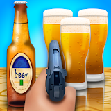 Shooting on bottle and glass icon