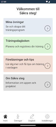 Android application Säkra steg screenshort