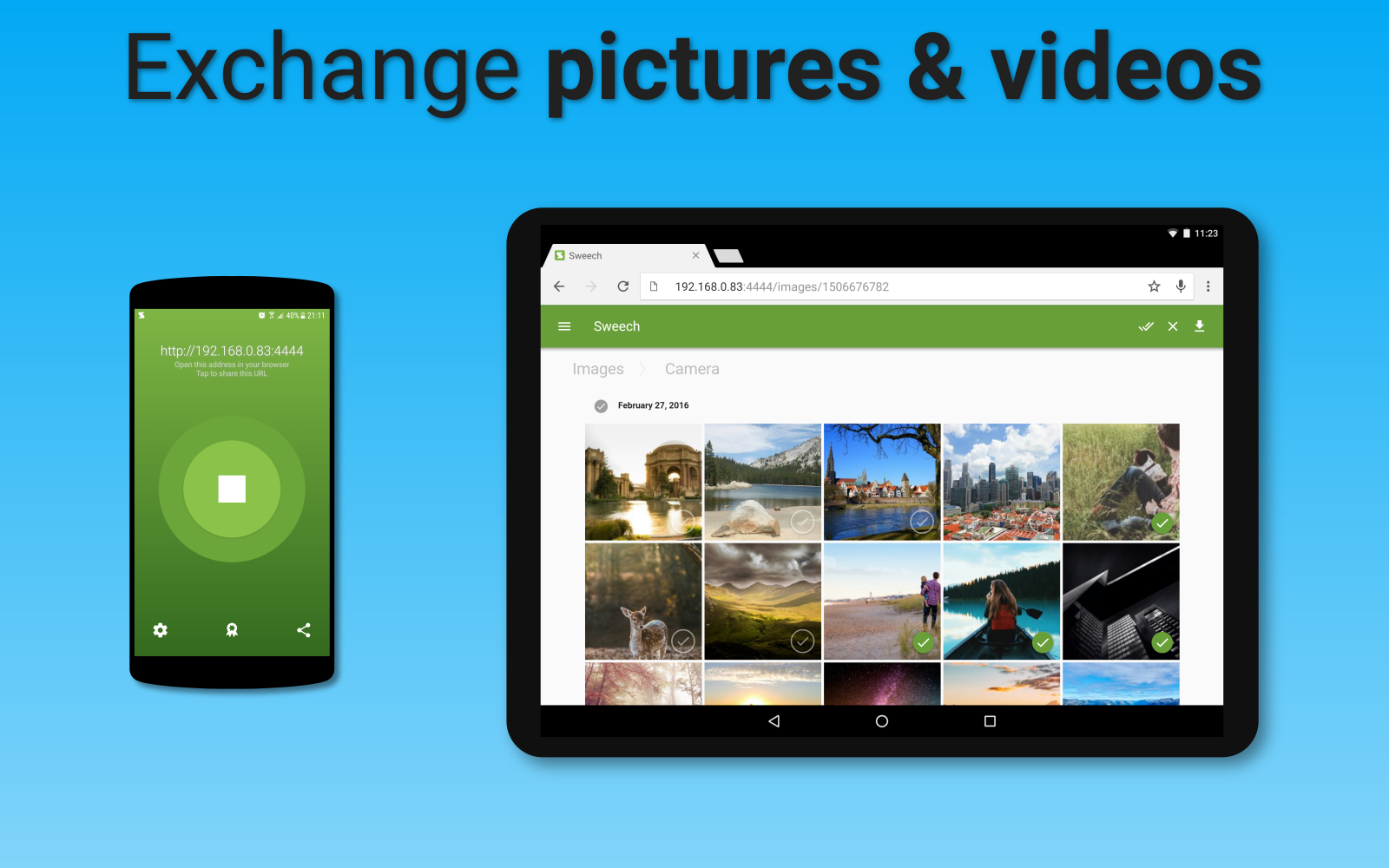 Android application Sweech - Wifi File Transfer screenshort