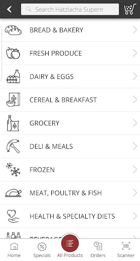 Screenshot of Hatzlacha Supermarket