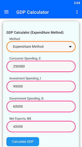 Android application GDP Calculator screenshort