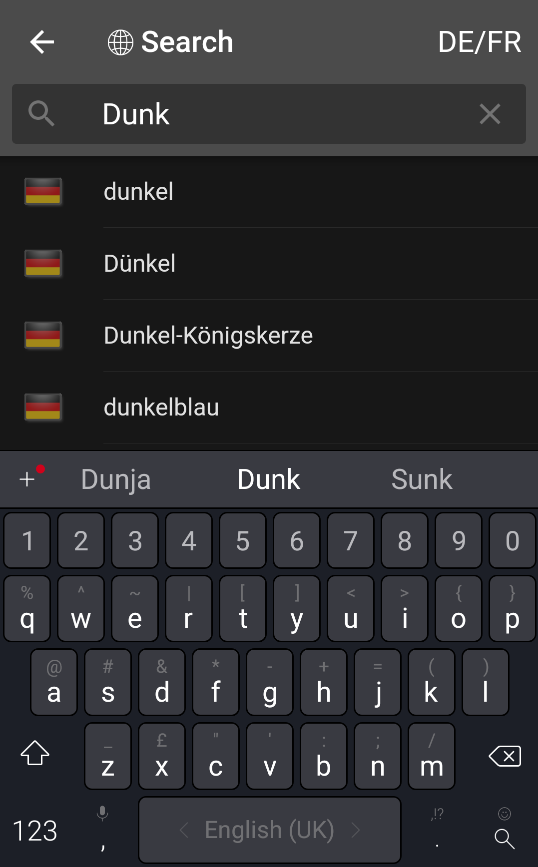Android application dict.cc+ dictionary screenshort