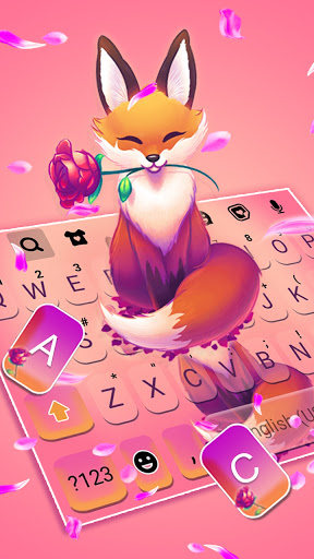 Cute Pink Fox Keyboard Backgro Screen 2