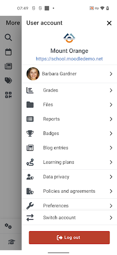 Screenshot of Moodle