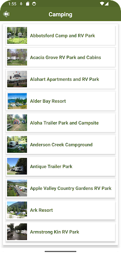 British Columbia Campgrounds Screen 3