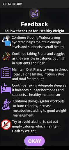 BMI Calculator Screen 3