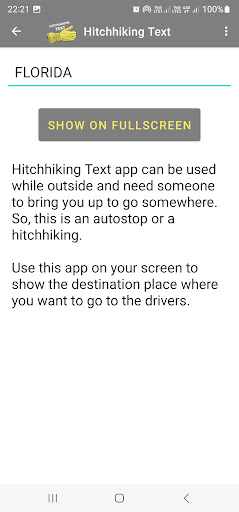 Android application Hitchhiking Text screenshort