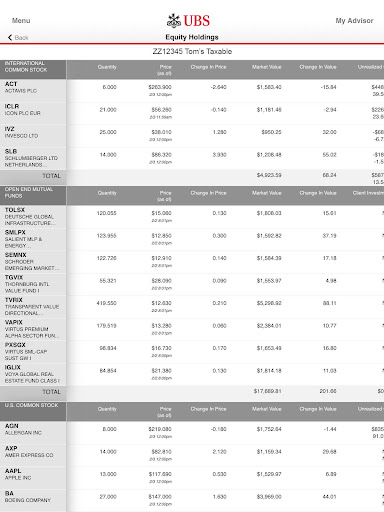 Screenshot of UBS Financial Services